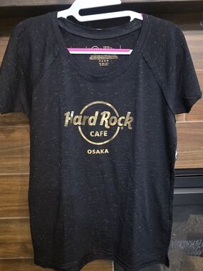 Hard Rock Cafe Black T-Shirt with Gold Logo - Osaka